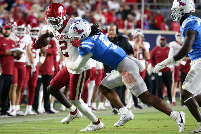 Ole Miss Rebels safety John Saunders Jr. vs. the Arkansas Razorbacks (2023).